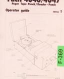 Facit 4046 and 4047, Paper Punch Reader Operations Manual